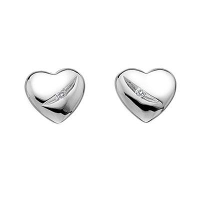 Sterling silver diamond heart earrings